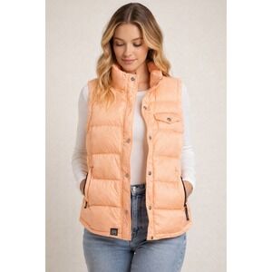 Oiselle Peach Quilted Puffer Vest Women's Small Lightweight Snap Athleisure